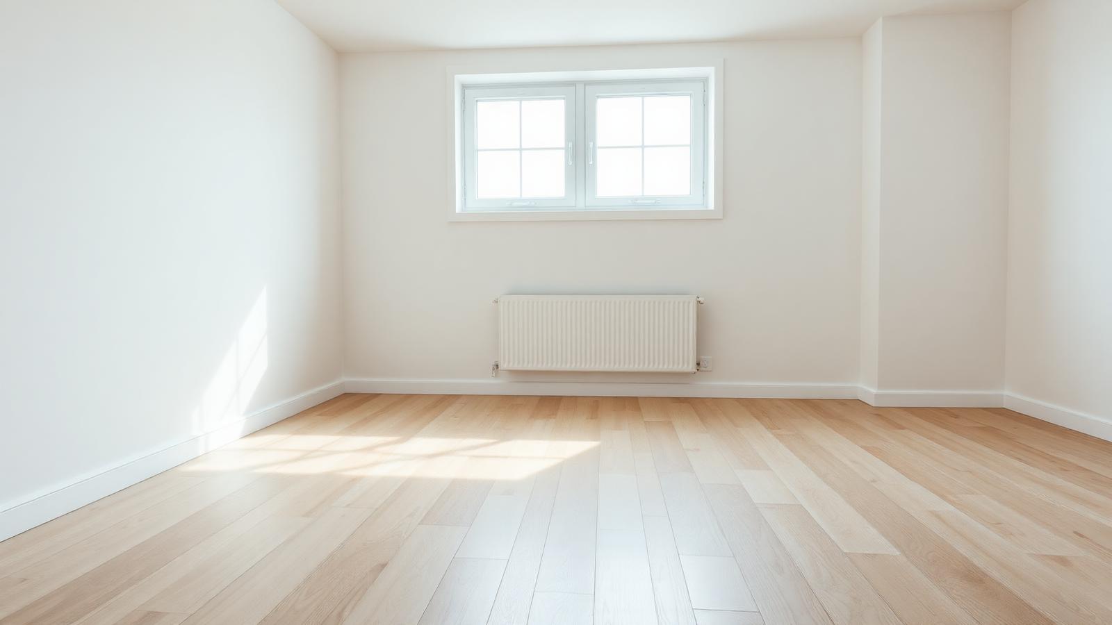 Frisch renoviertes, bezugsfertiges Zimmer ohne Möbel